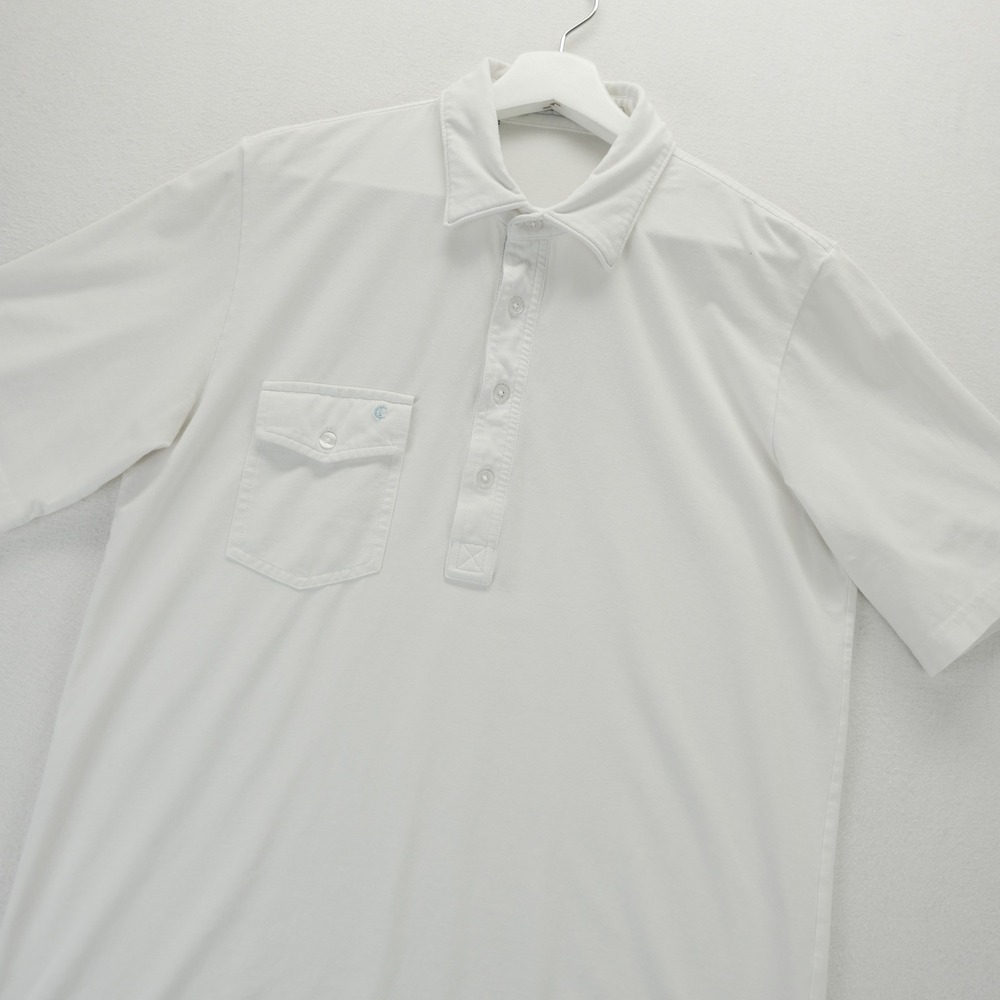 Criquet Mens White Pima Cotton Blend Short Sleeve Pocket Polo Shirt Size M